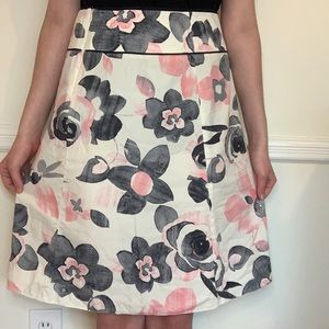 New York & Company Black Pink & White Floral Skirt
